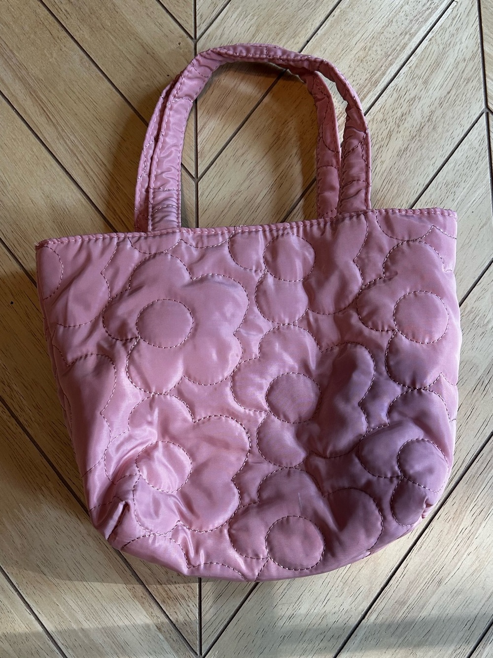Quilted Pink Floral Tote Bag